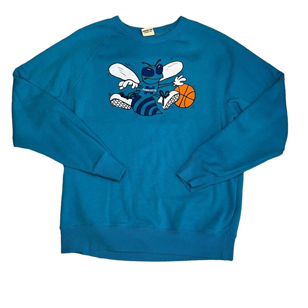 Charlotte Hornets Homage Sweatshirt Size XL Blue Throwback Logo Retro